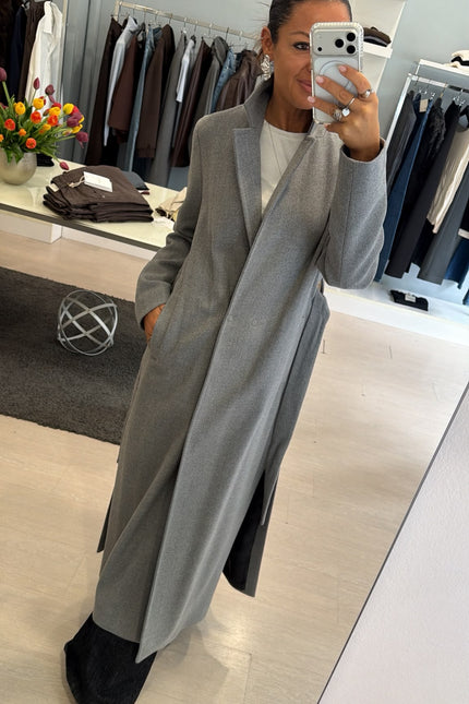 Cappotto lungo grigio melangè kk