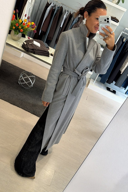 Cappotto lungo grigio melangè kk