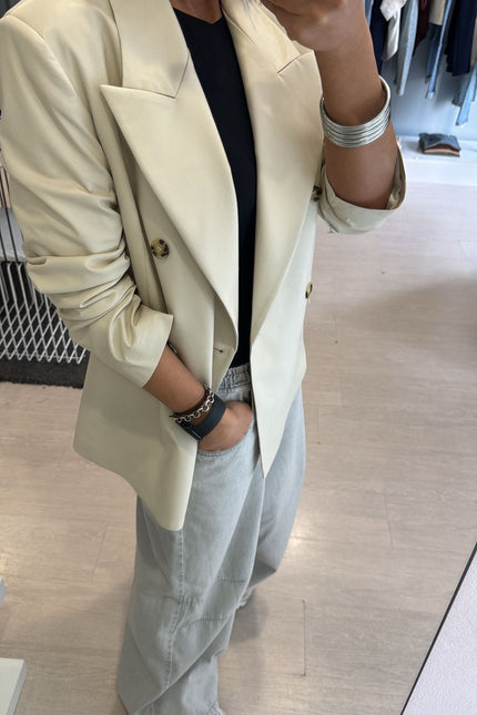 Giacca ecopelle avorio