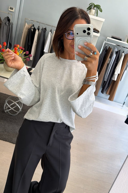 Maglia manica campana grigio melange kk