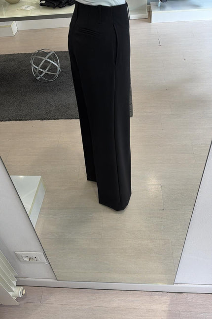 Pantalone dritto nero completo giacca asimmetrica kk