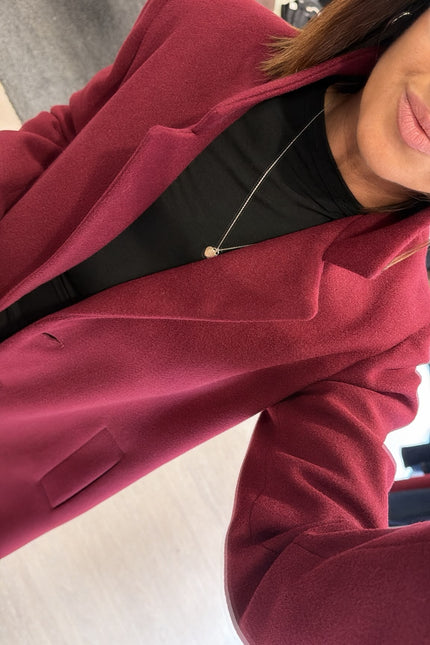 Cappotto Lungo Monopetto Bordeaux Ak