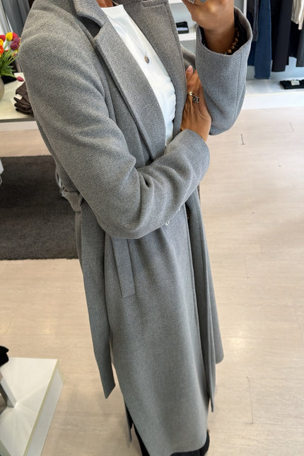 Cappotto lungo grigio melangè kk