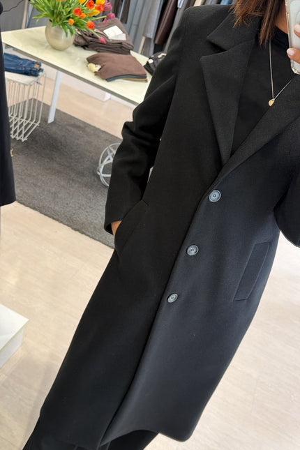 Cappotto Lungo Monopetto Nero Ak