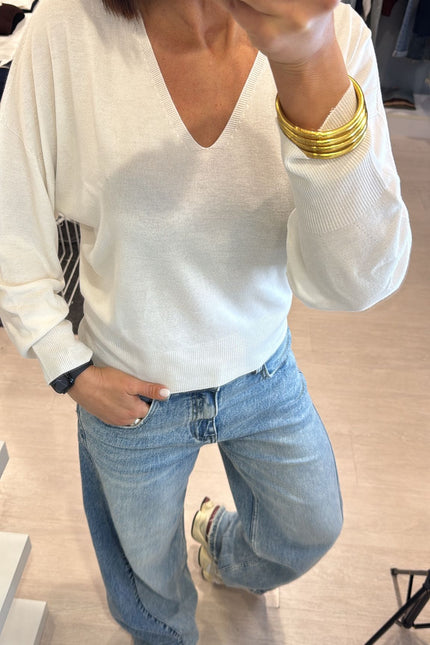 Maglia scollo a V bianco