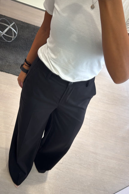 Pantalone dritto completo overshirt nero ak