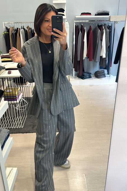 Pantalone gessato grigio