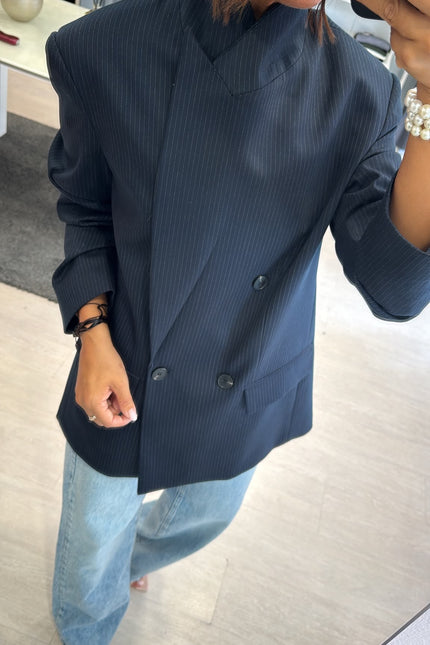 Blazer completo gessato blue navy kn