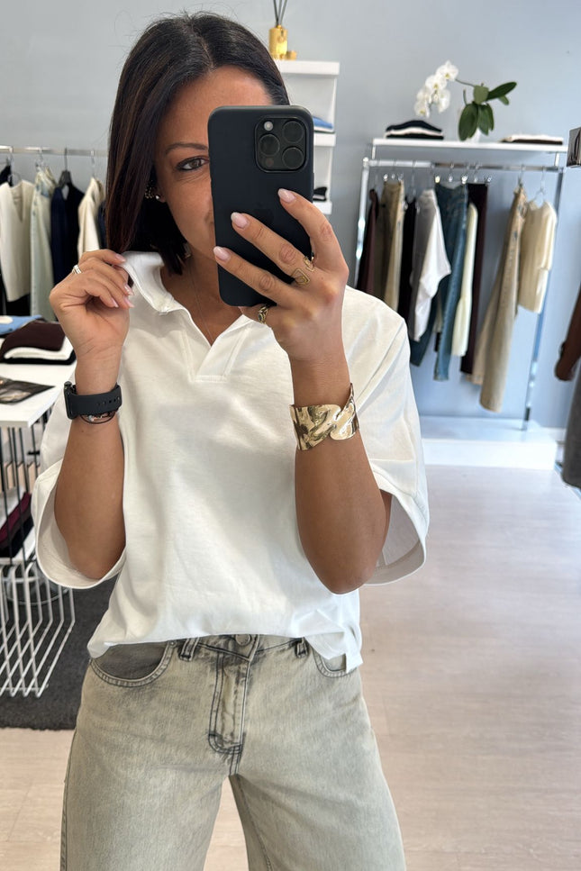 Polo boxy fit in cotone bianca