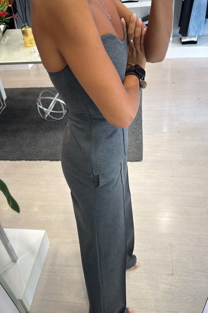 Top bustier completo punto milano grigio medio kn