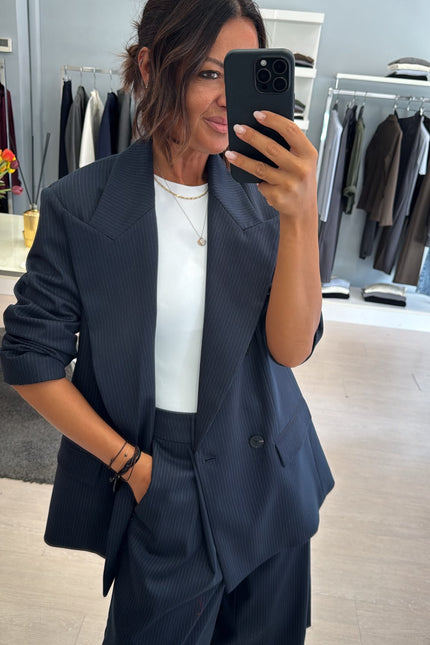 Blazer completo gessato blue navy kn