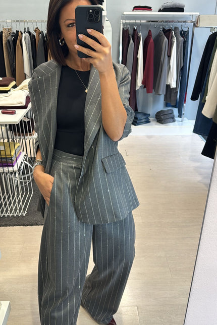 Pantalone gessato grigio