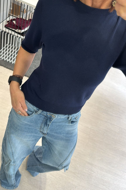 Girocollo blu manica corta kn