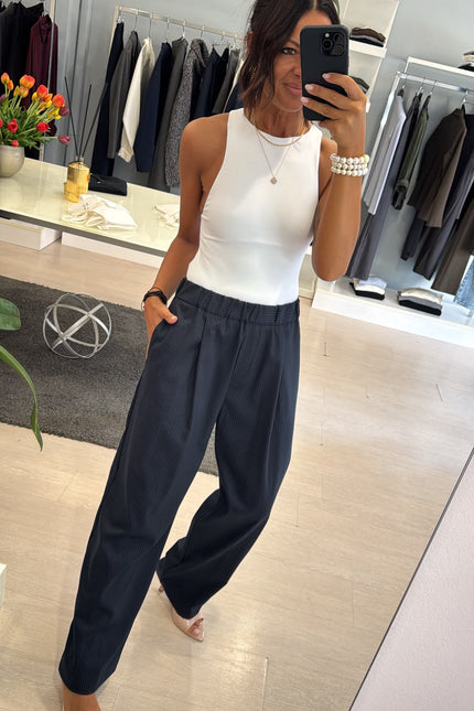 Pantalone completo gessato blue navy kn