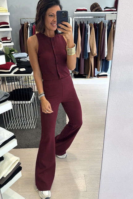 Pantalone zampa bordeaux