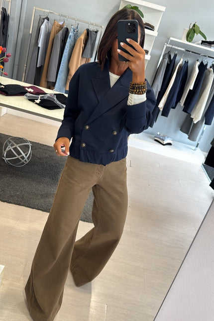 Giacca cropped blue kn