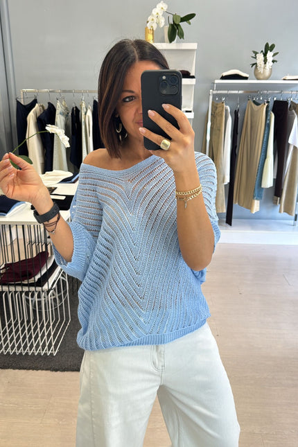 Maglia traforata azzurra
