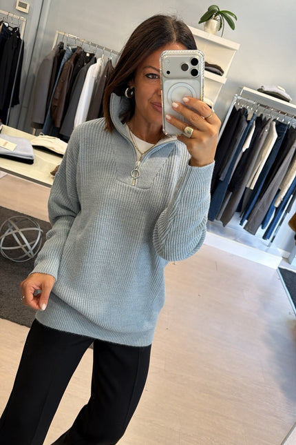 Maglia a coste mezza zip nuvola kn