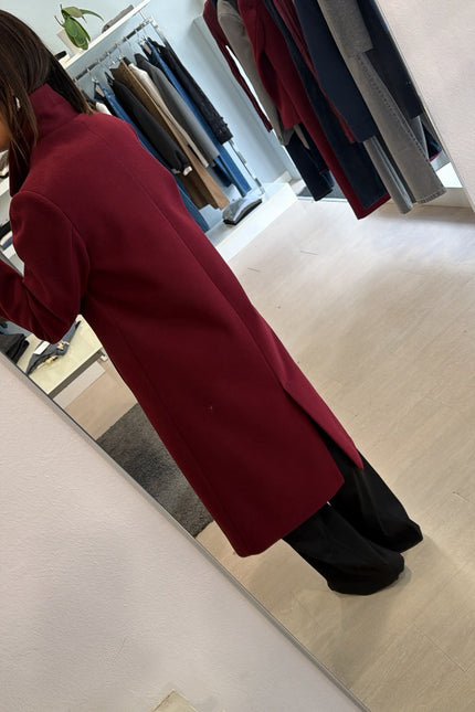Cappotto Lungo Monopetto Bordeaux Ak