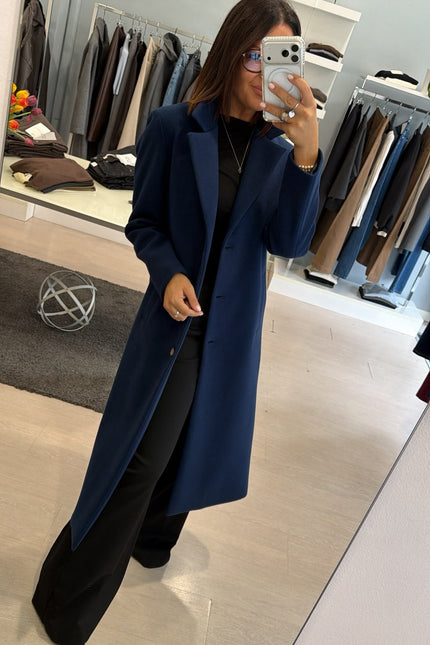 Cappotto Lungo Monopetto Blue Ak