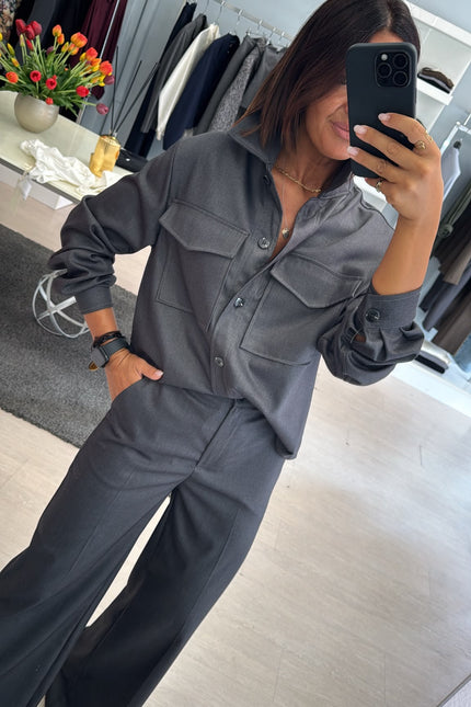 Camicia overshirt grigio piombo ak