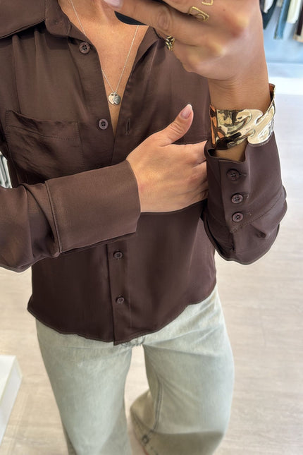 Camicia satin cioccolato