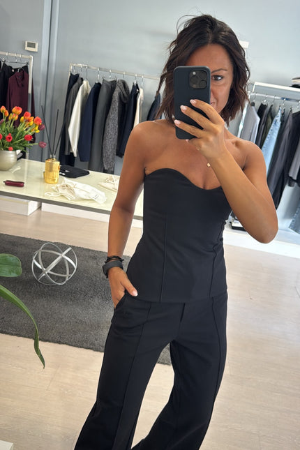 Top bustier completo punto milano nero kn