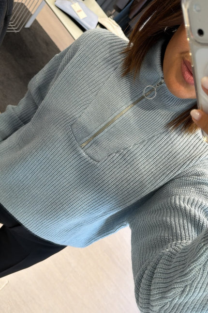 Maglia a coste mezza zip nuvola kn