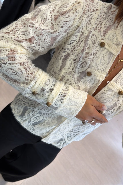 Camicia in pizzo avorio kk