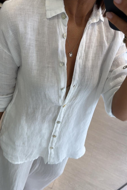 Camicia in lino bianca sl