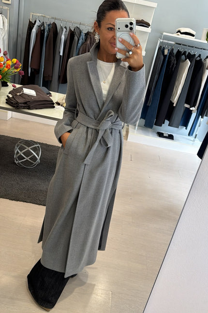 Cappotto lungo grigio melangè kk