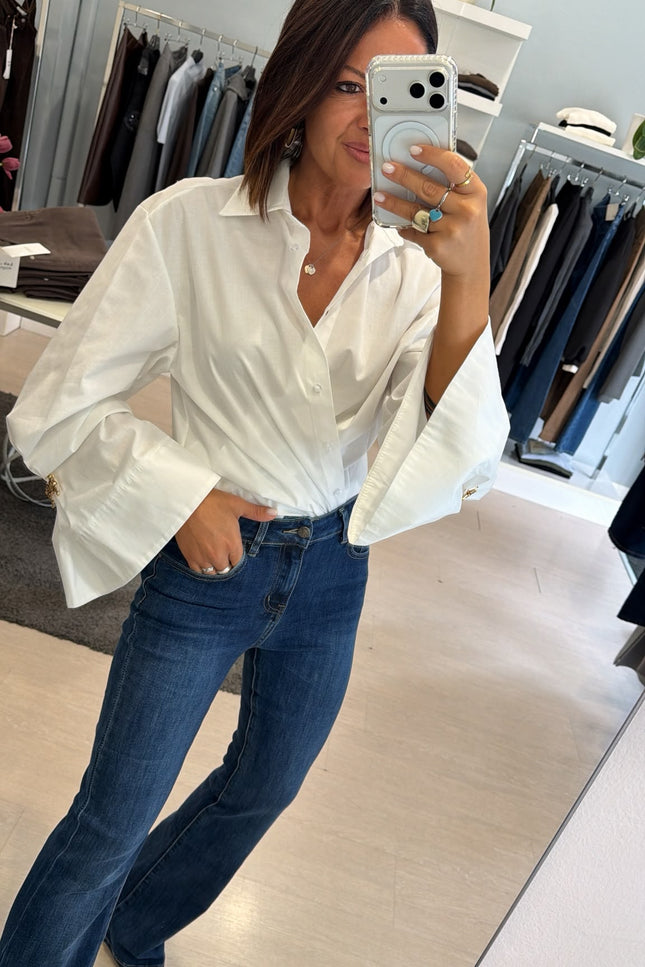 Camicia Oversize Bianca spilla gioiello kk