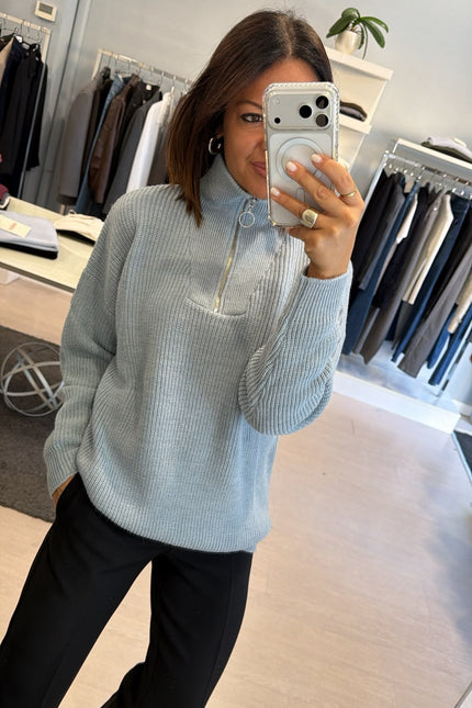 Maglia a coste mezza zip nuvola kn