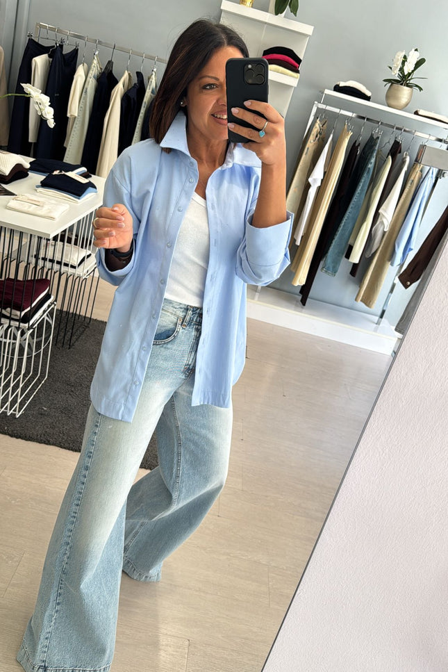 Camicia punto luce azzurra