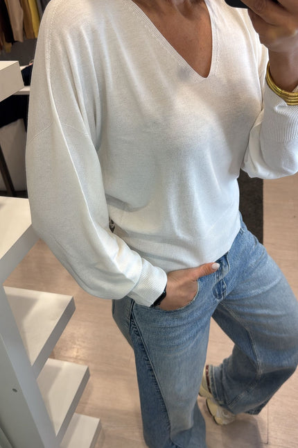 Maglia scollo a V bianco