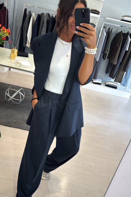 Blazer completo gessato blue navy kn