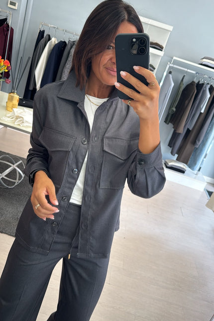 Camicia overshirt grigio piombo ak