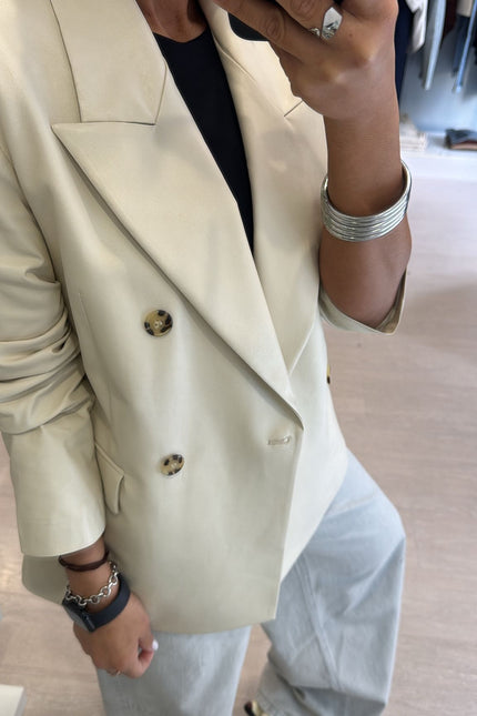 Giacca ecopelle avorio