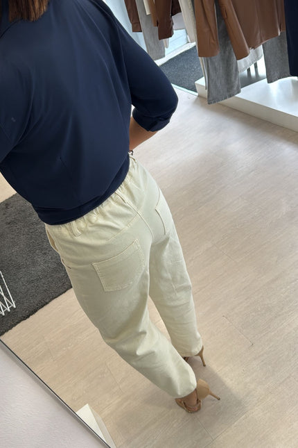 Pantalone barrel avorio kn