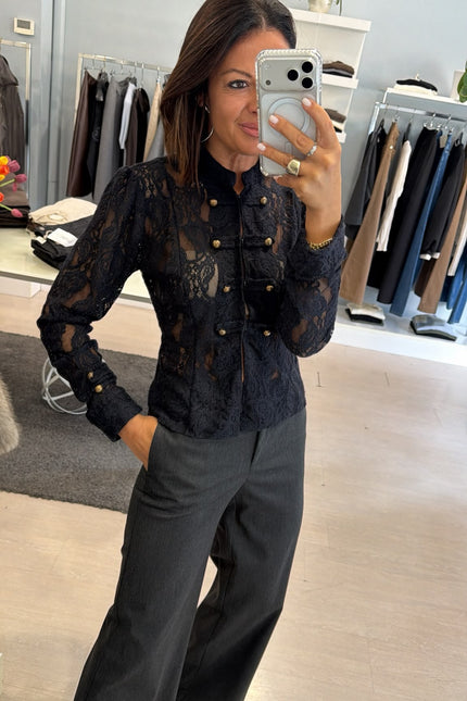 Camicia in pizzo nera kk