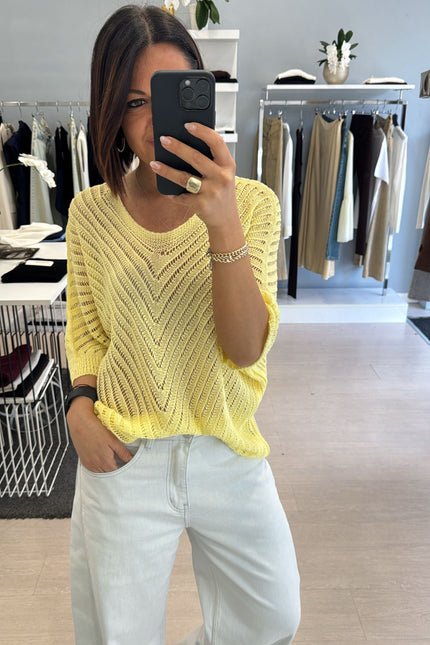 Maglia traforata gialla