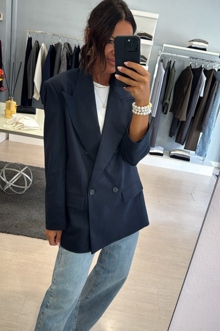 Blazer completo gessato blue navy kn