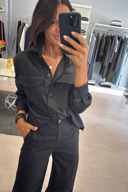 Camicia overshirt nera ak