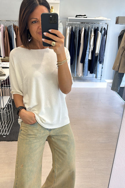 Maglia manica corta over bianca kn