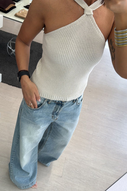 Top uncinetto bianco kn