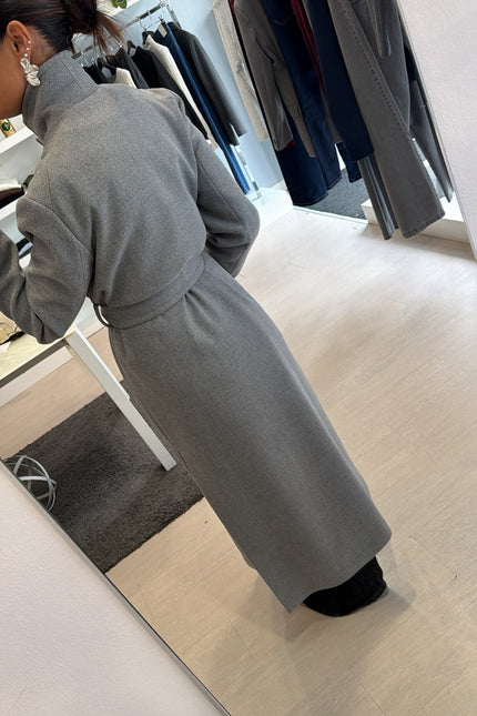 Cappotto lungo grigio melangè kk