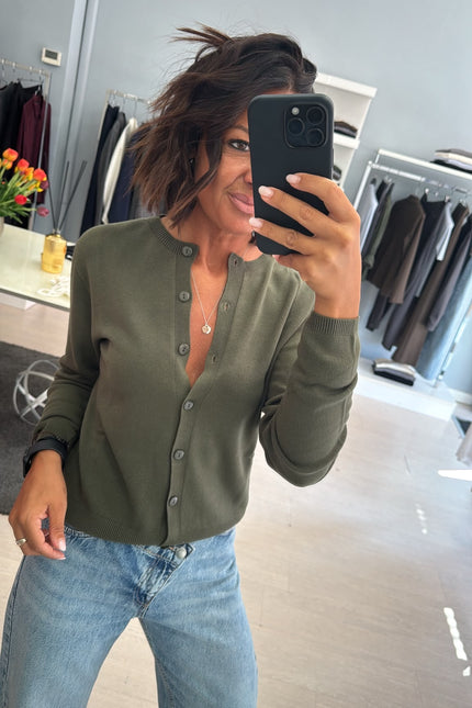 Cardigan regular verde militare kn