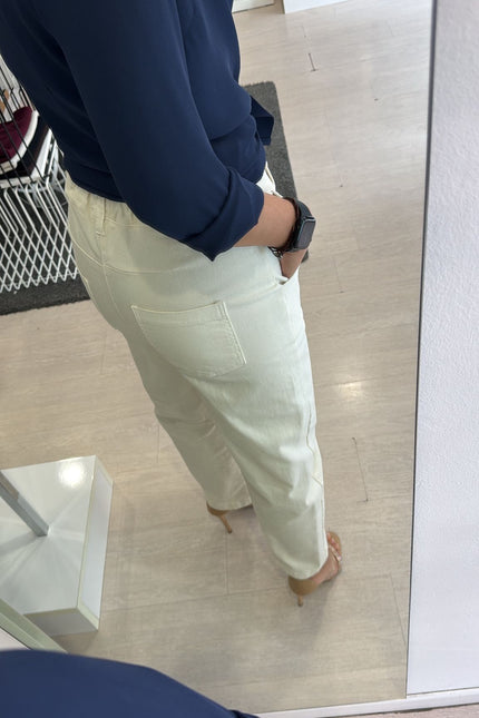 Pantalone barrel avorio kn