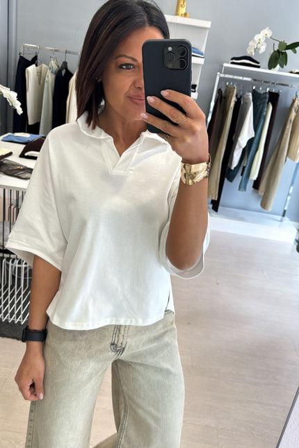 Polo boxy fit in cotone bianca