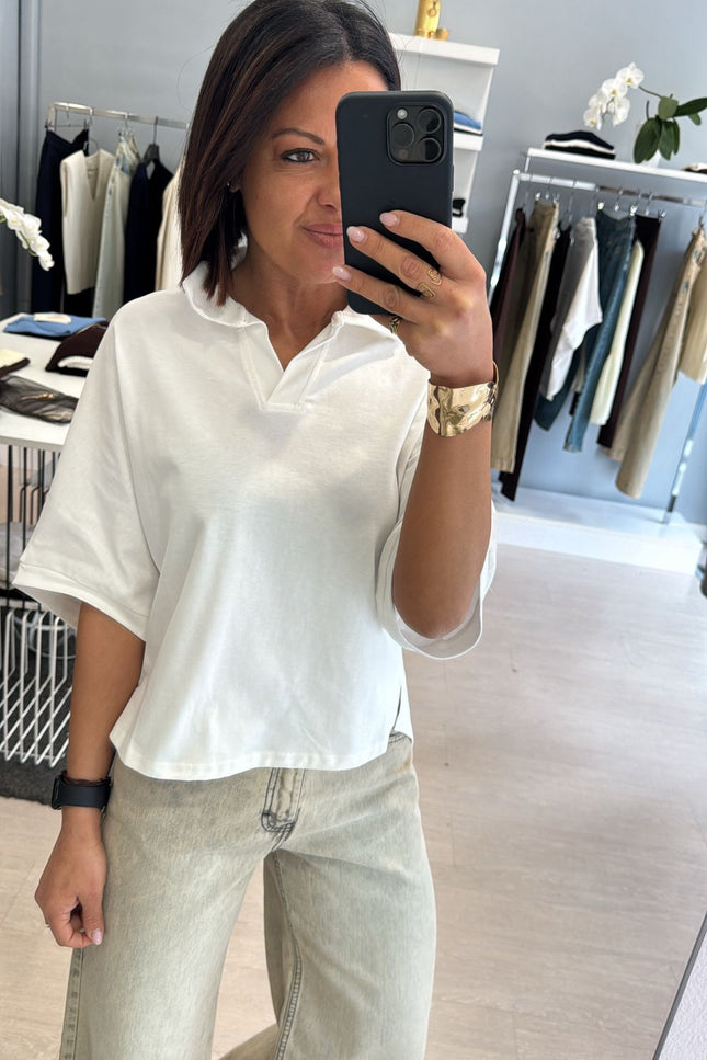 Polo boxy fit in cotone bianca